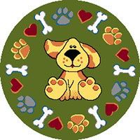 Круглый ковер зеленый для детей Смешная Собачка MANGO 11100-130 КРУГ