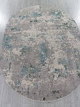 Ковер в гостиную бирюзовый LIMAN F477 GRAY-BLUE Овал