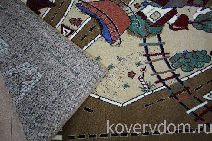 Детский ковер Веселые дорожки светло-коричневый 