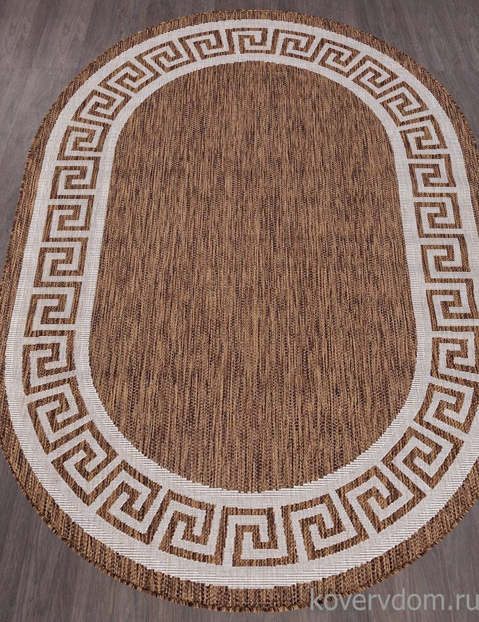 Ковер циновка VEGAS S002 BROWN-CREAM Овал
